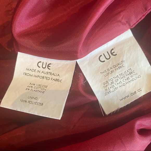 CUE Vintage Midi Dress Dark Red Ruffle Trim Cotton Viscose Elegant Classic 8 - Picture 7 of 7